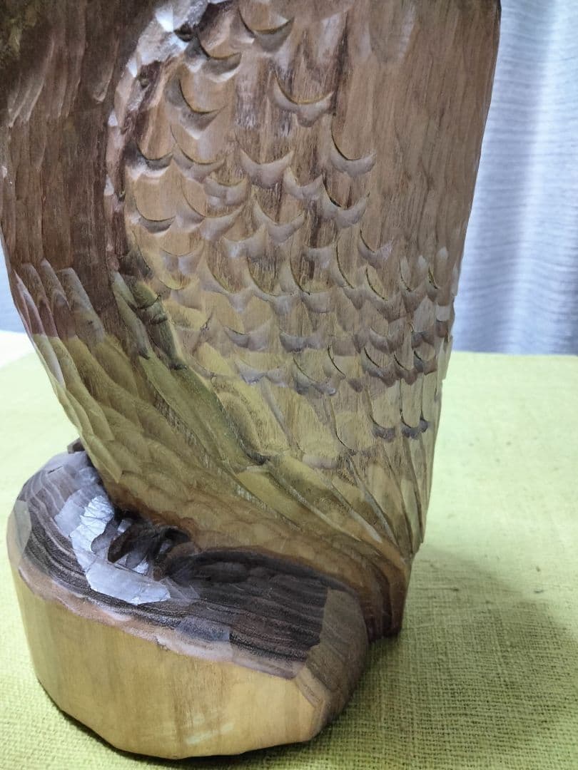 青山作　木彫　フクロウの置物 北海道洞爺湖　民藝