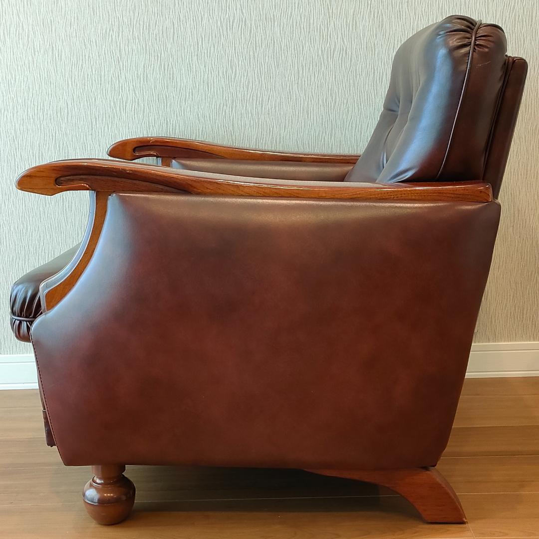 ヴィンテージソファ　1人掛け　ひじ掛け　レザー①
