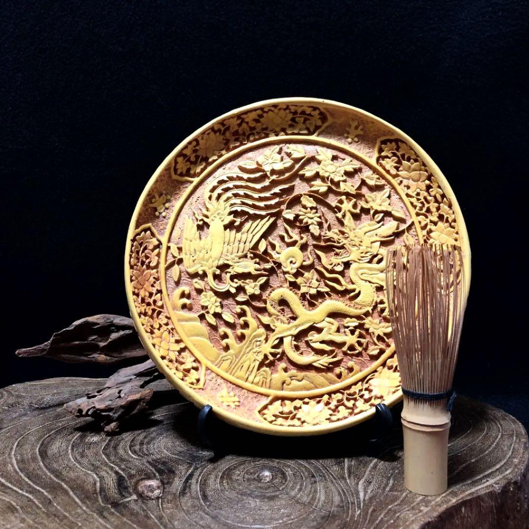古美術収集家買出品　中国　古玩  飾り皿　龍　フェニックス