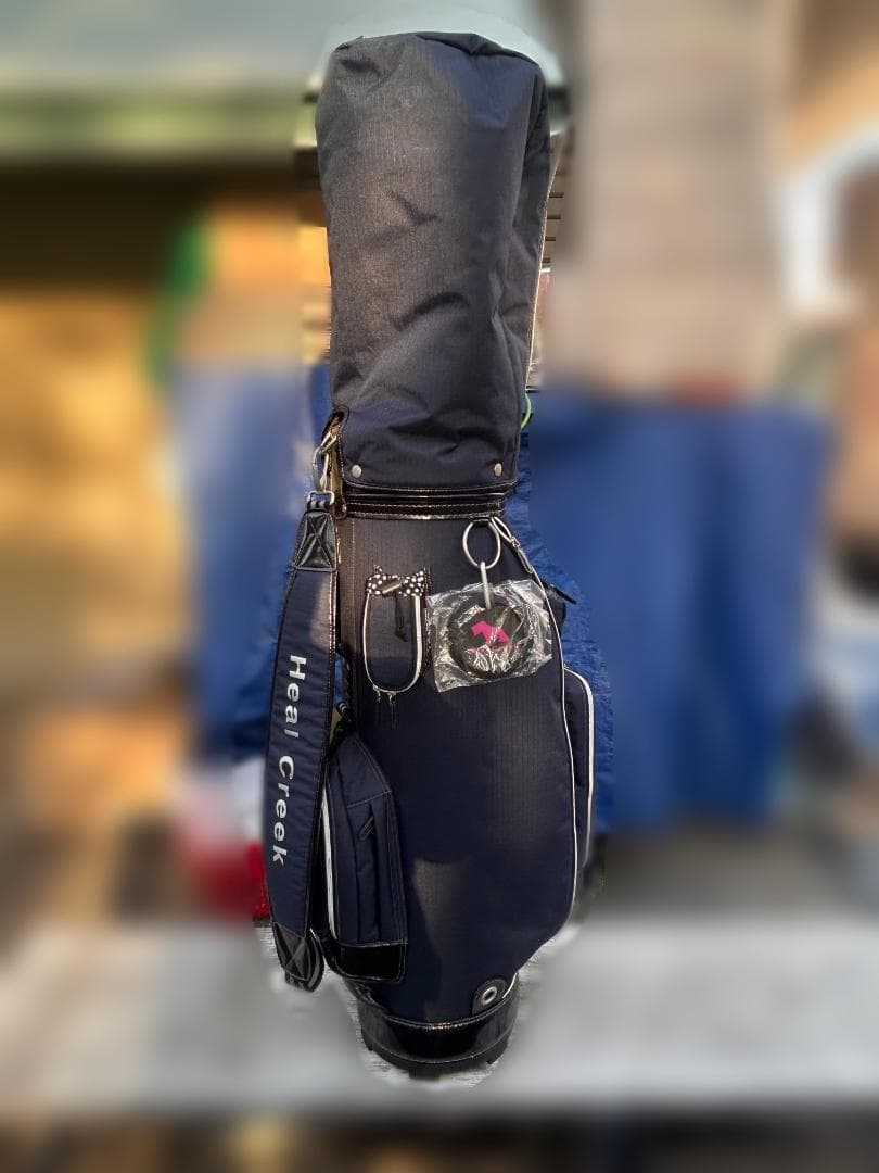 ●超美品【ヒールクリーク】キャディバッグ【紺】シューズケース付き