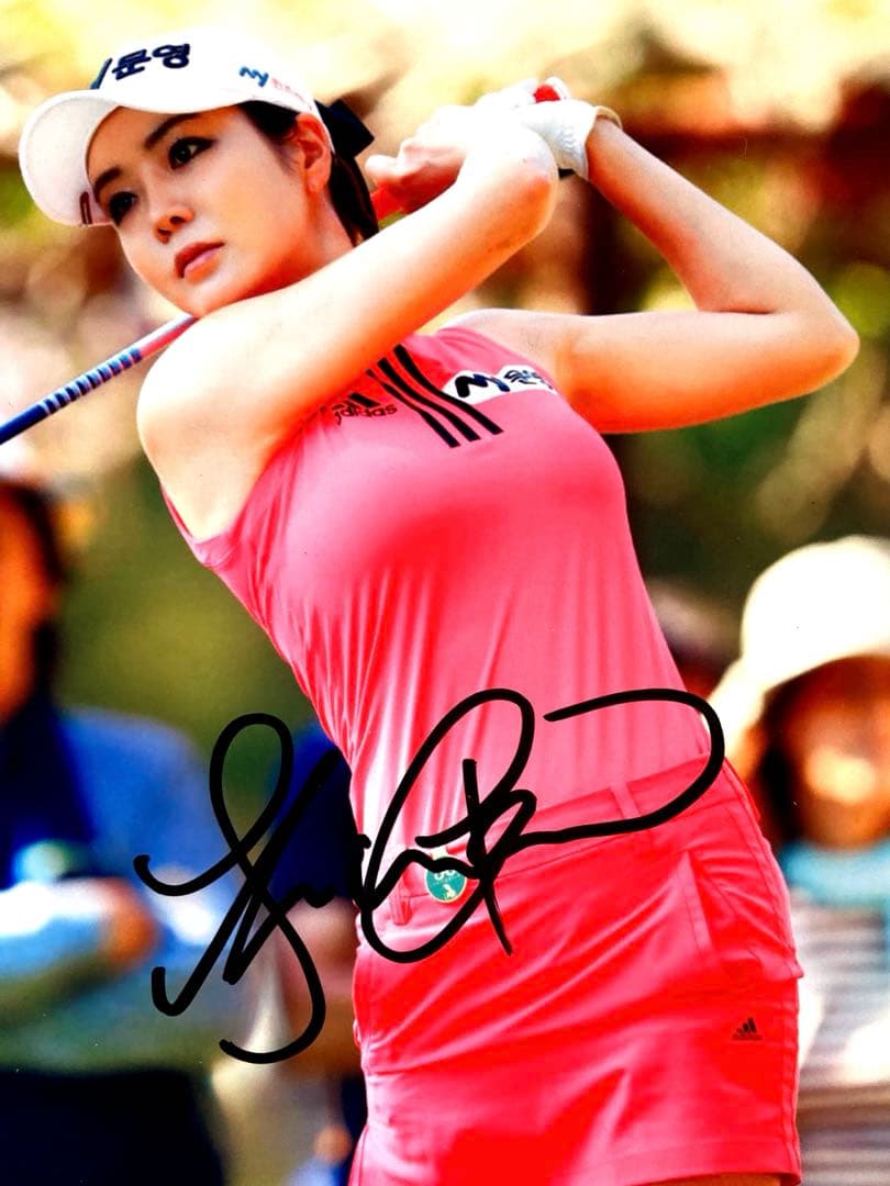 アン・シネ直筆サイン入り2Lサイズ写真…韓国女子プロゴルファー