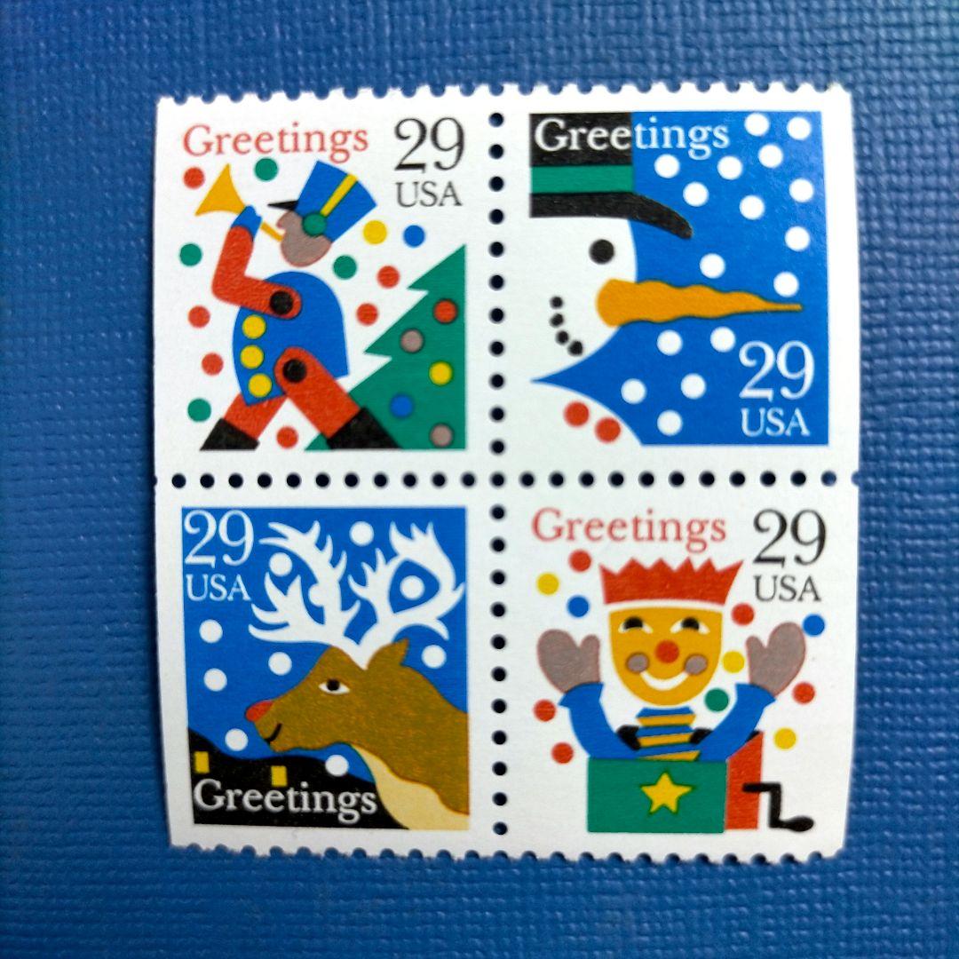 3127 外国切手 アメリカ 1993年 クリスマス 田型 2種