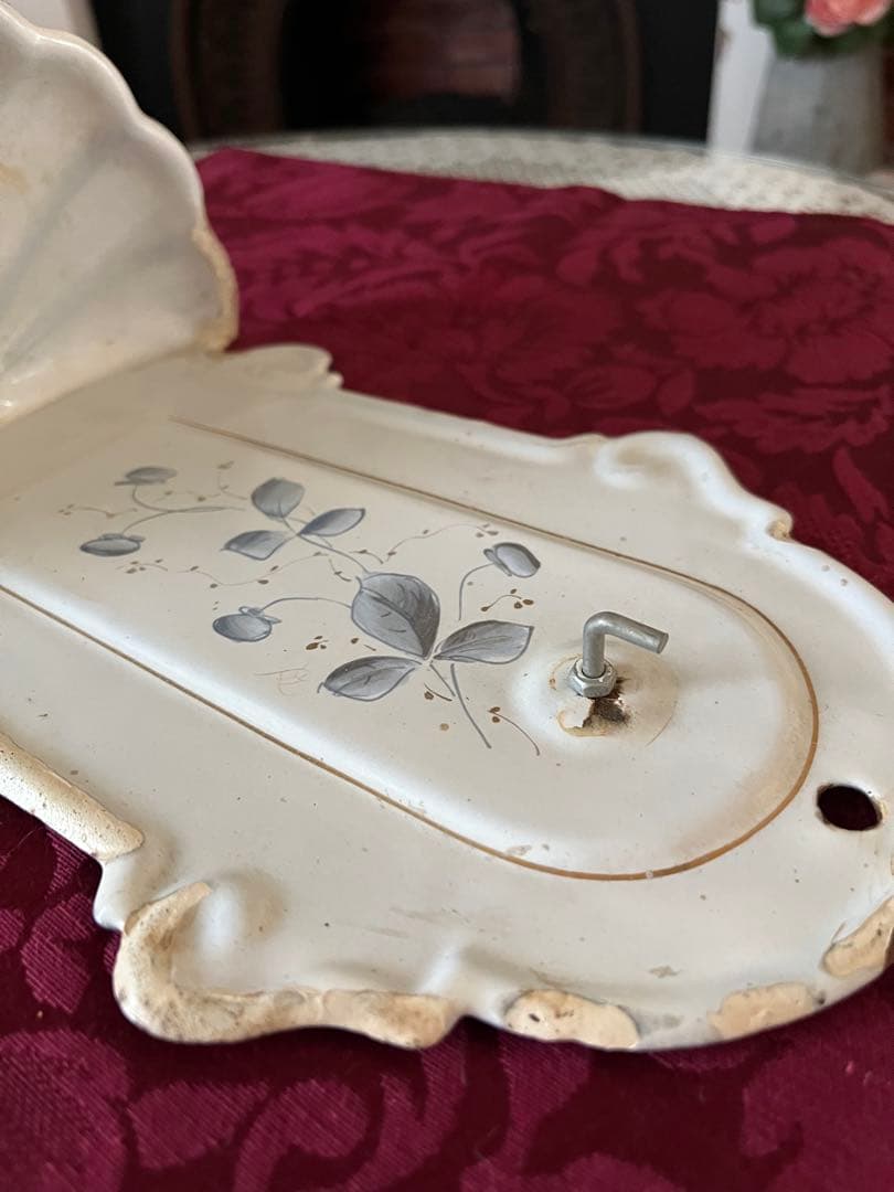 フレンチアンティーク ホーローカップホルダー カップ&ソープラック