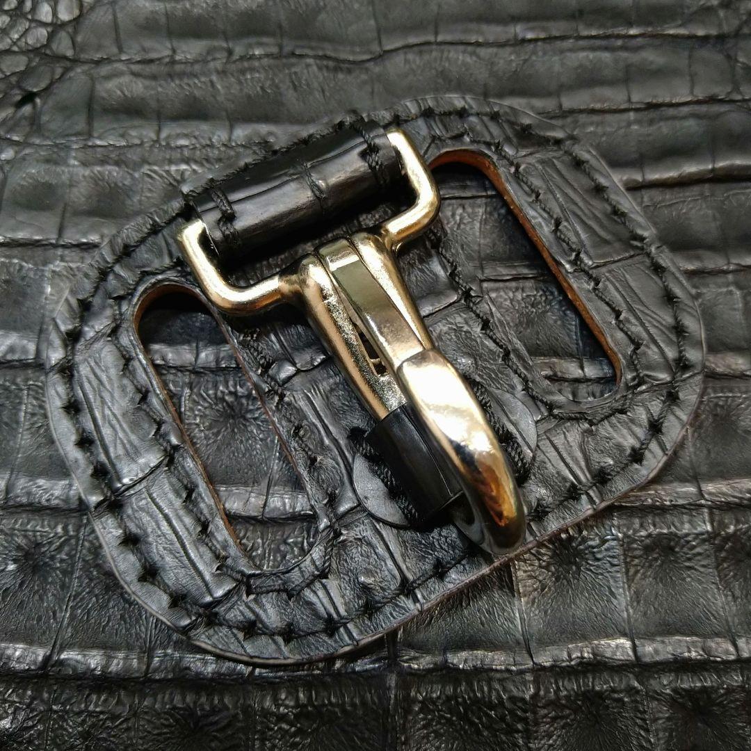 本物 クロコダイルレザー ベルトループ キーホルダー 総手縫い 国産鞣し ワニ革