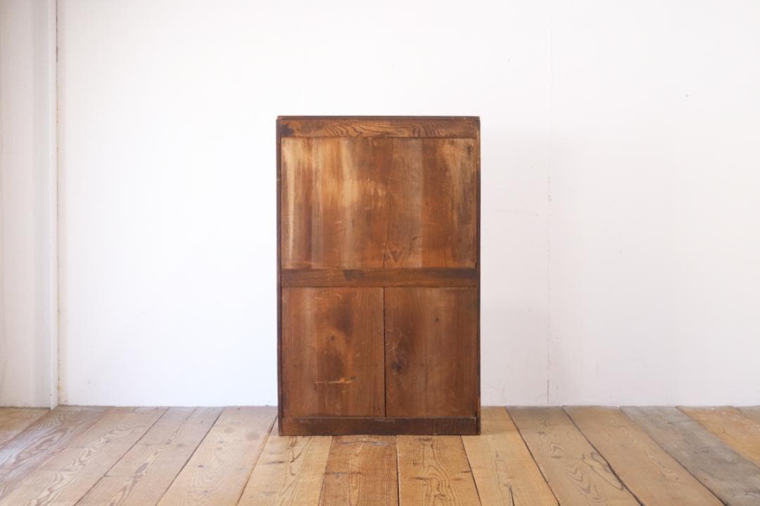 レトロ 小振り ガラスキャビネット 本箱 収納 ラック 引き出し 抽斗 2杯