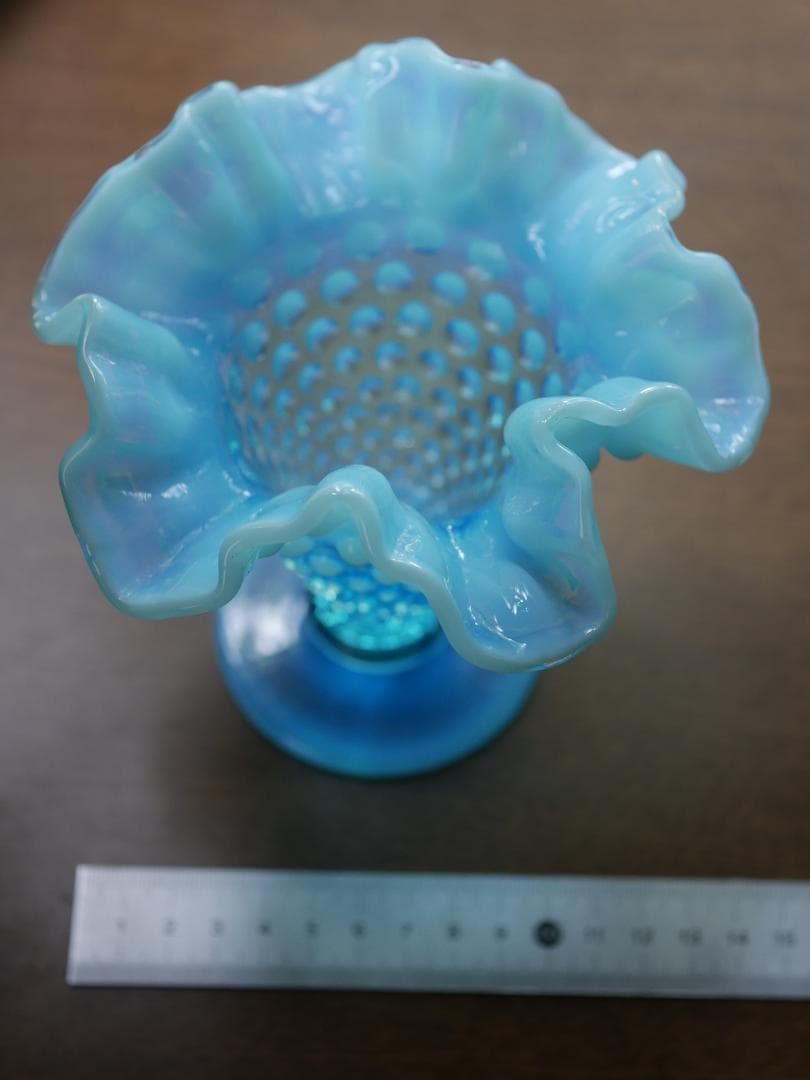 フェントン 大きいサイズ ブルーオパールセントホブネイル フラワーベース