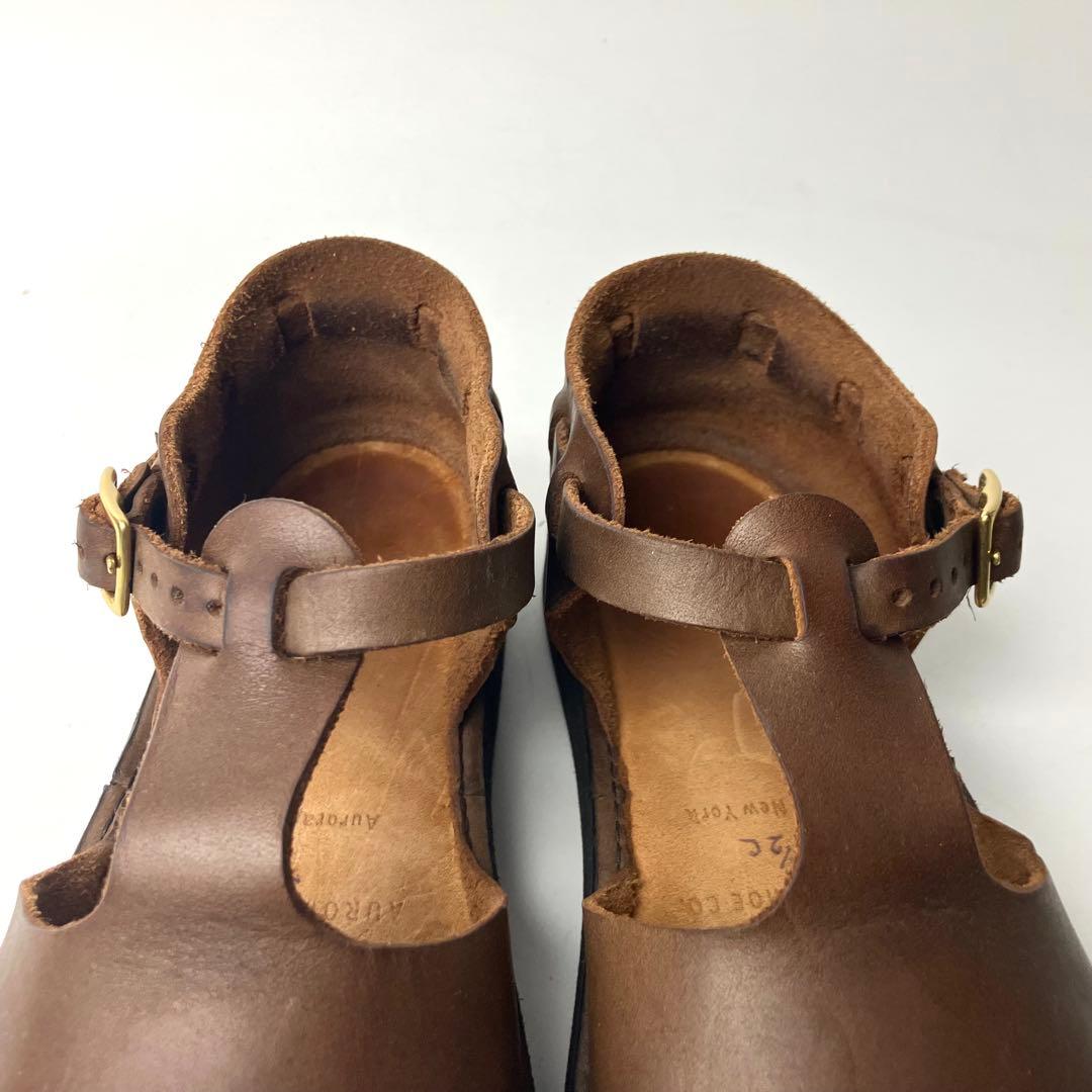 【美品】オーロラシューズ　ウエストインディアン　Tストラップ DBR 22.5㌢