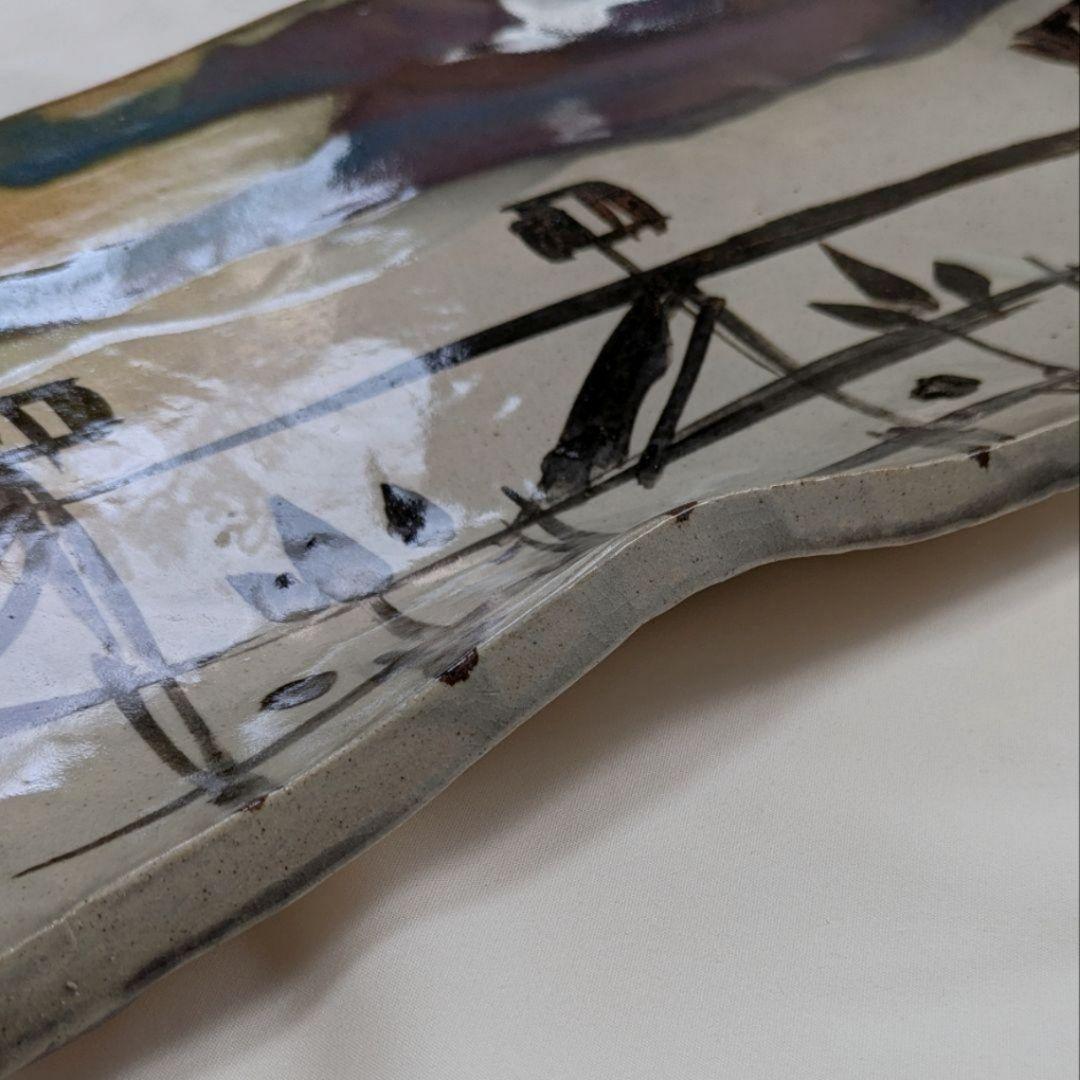 大皿 角皿 靖 工芸品 絵皿 飾り皿 陶磁器