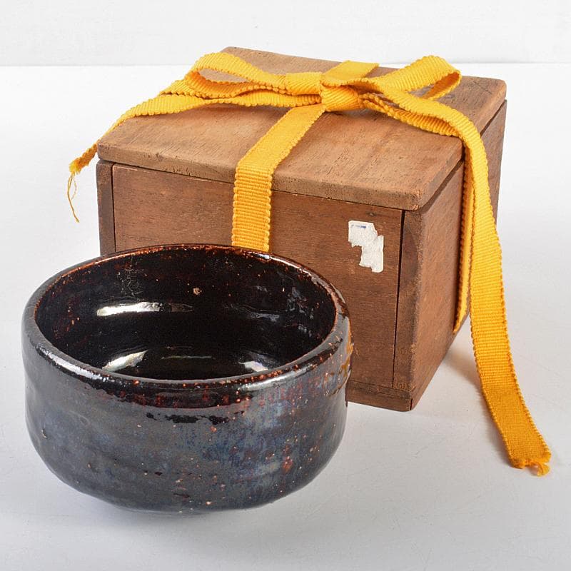 茶道具　楽吉左衛門　旦入作　黒楽茶碗　共箱　M　R5219