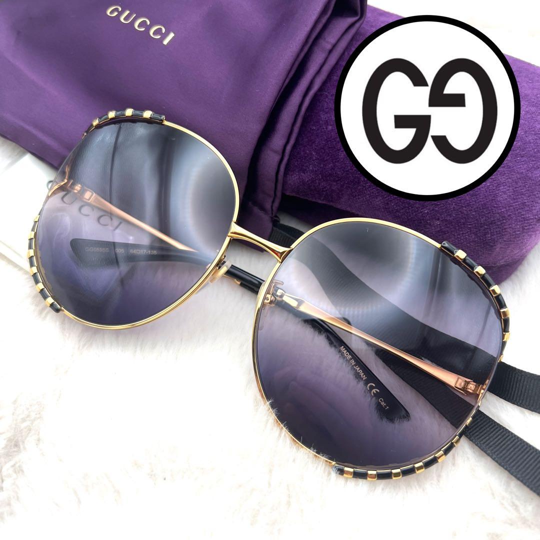 極美品✨GUCCI サングラス GG0595S ゴールド ブラック系