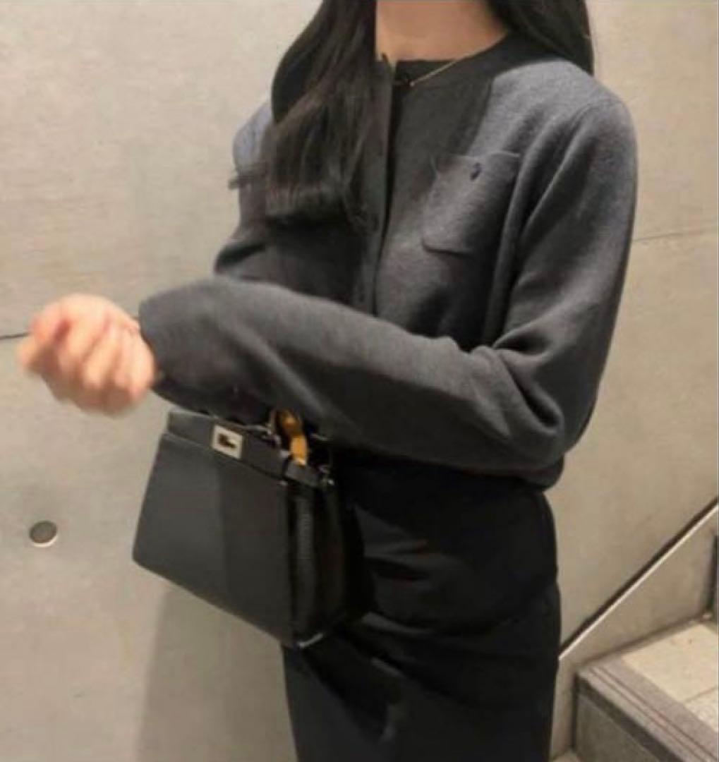 新品.タグ付/ CABaN コットンカシミヤカーディガン　チャコール　Ｓ