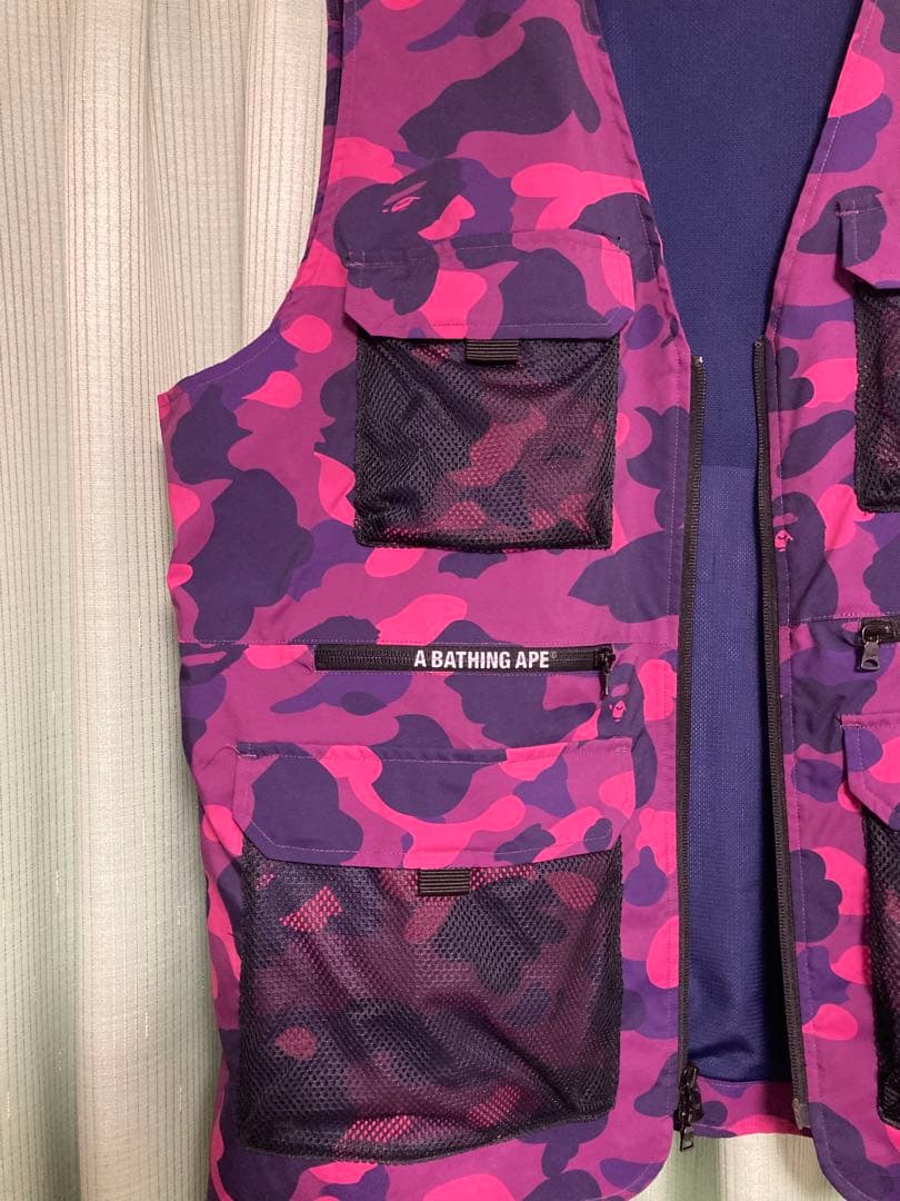 【A BATHING APE 】ピンク紫迷彩フィッシングベスト