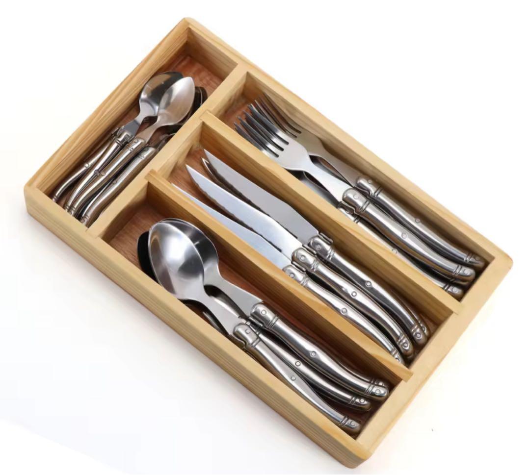 Laguiole カトラリーセット ２４本入り刻印なし木箱付き　シルバー