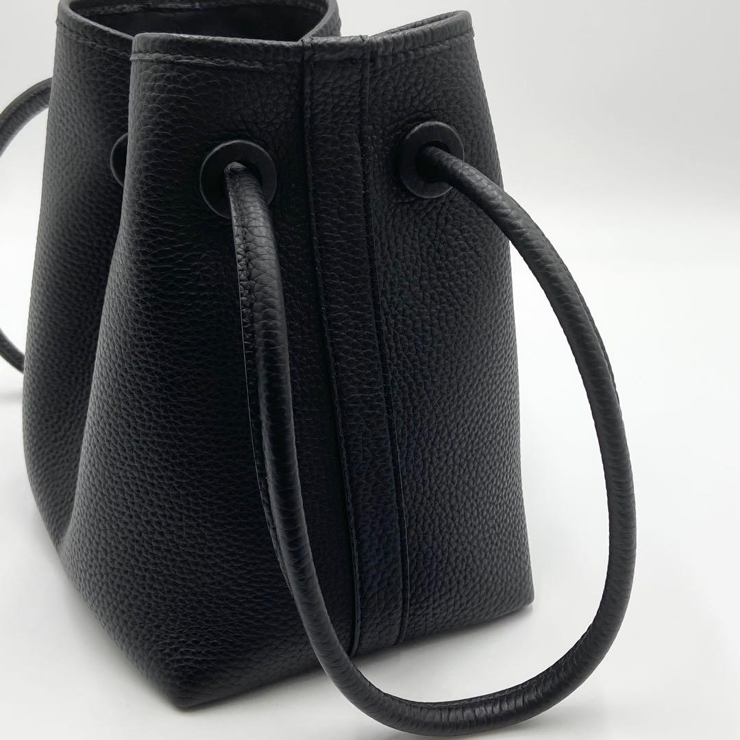 極美品　VASIC BOND MINI ハンドバッグ　巾着　レザー　ブラック