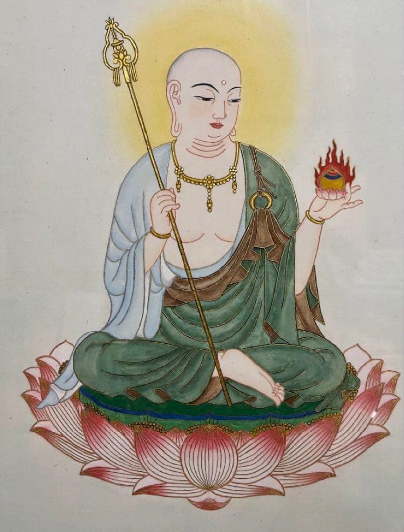 仏画手書き★24金截金入りお地蔵さま★レアー★額付　コレクターにも