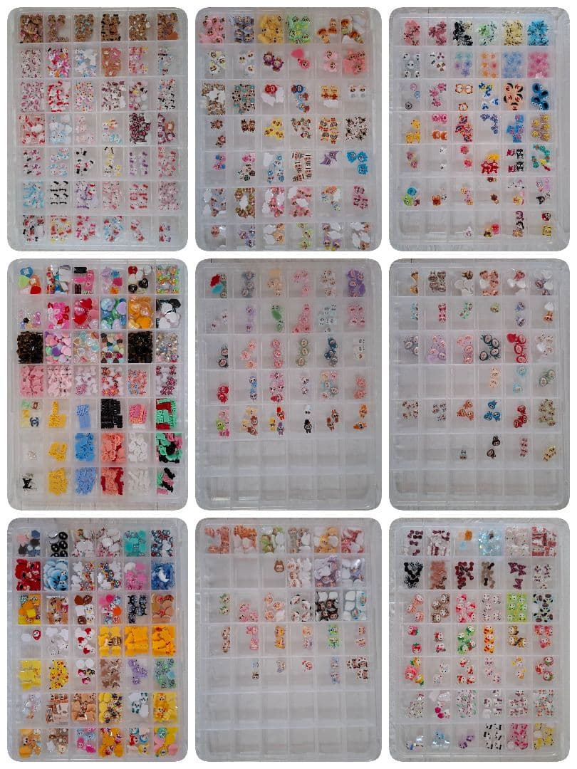 ネイルパーツ大量 ケース入り9箱セット 多様なデザイン