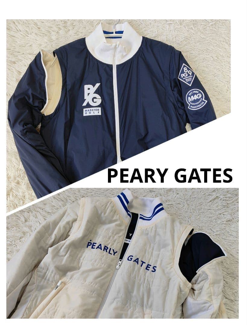 パーリーゲイツ　4way リバーシブル ブルゾンジャケット　白×紺　ベスト　M