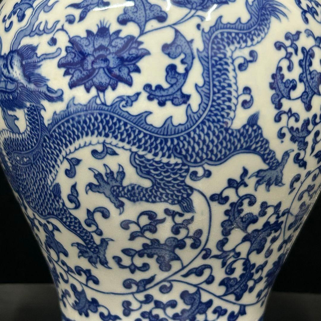 景徳鎮 青花磁器 竜紋将軍貯蔵缶 装飾品 現代工芸品 美術品 置物