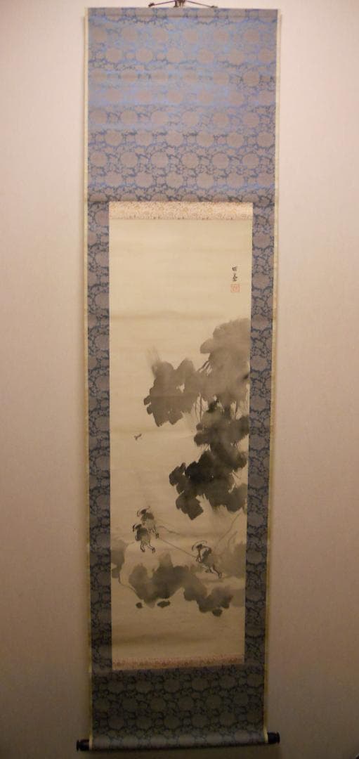 掛け軸 回堂 曳舟 絹本 希少 軸装 茶道具 掛軸 美品 です。