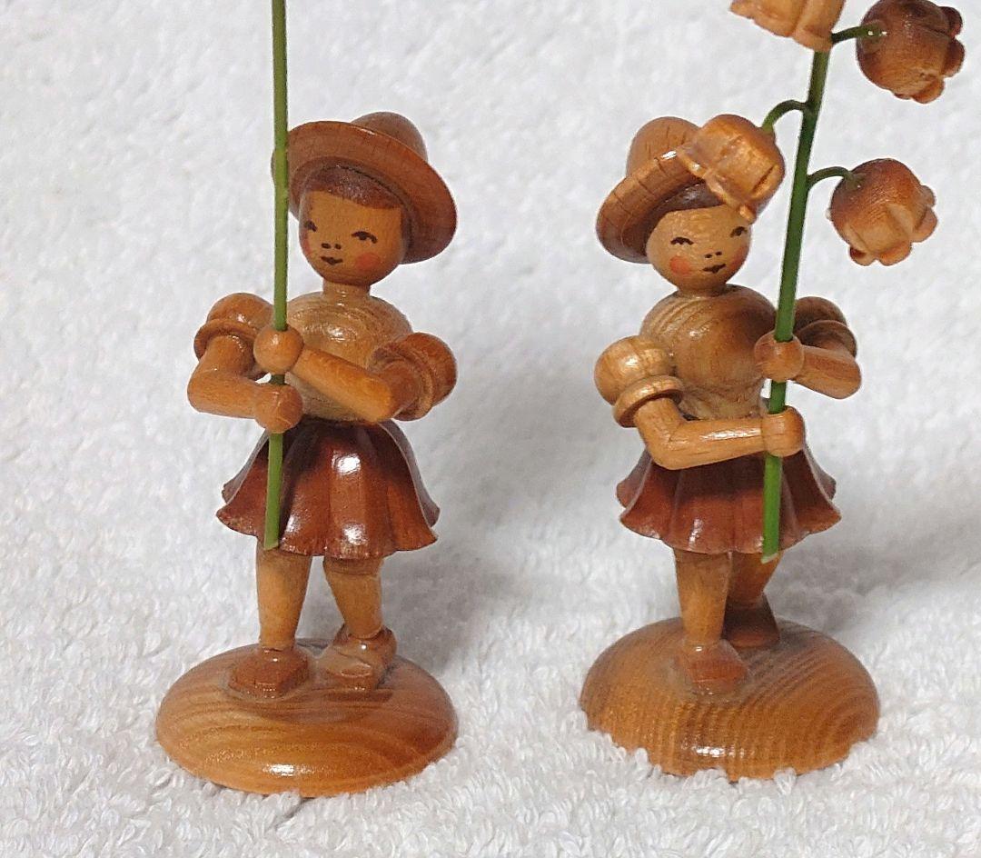 ドイツ製手作り木製人形 ヴィンテージフラワーチルドレン6体セット
