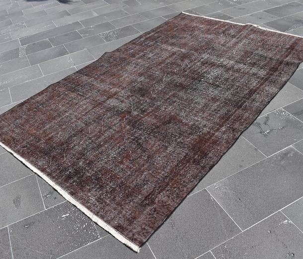 トルコ ヴィンテージラグA47 超大判 レア ダークブラウン オーバーダイラグ