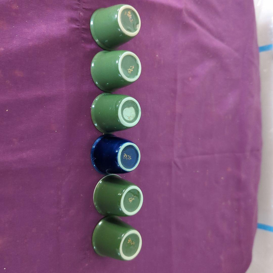 鳥籠　（６個セット）　餌猪口６個。（九谷焼）名札６枚