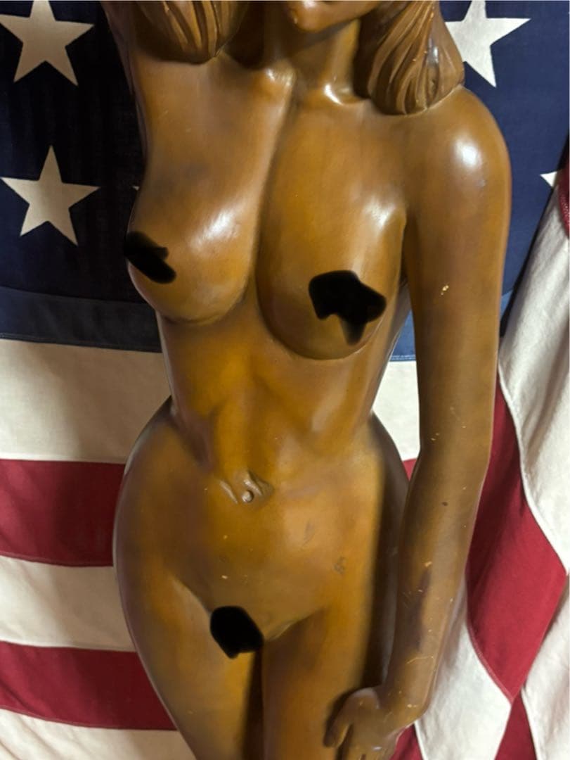 ビンテージ6070s頃等身大木彫りセクシーエロ女体レアは美人はプレイボーイ