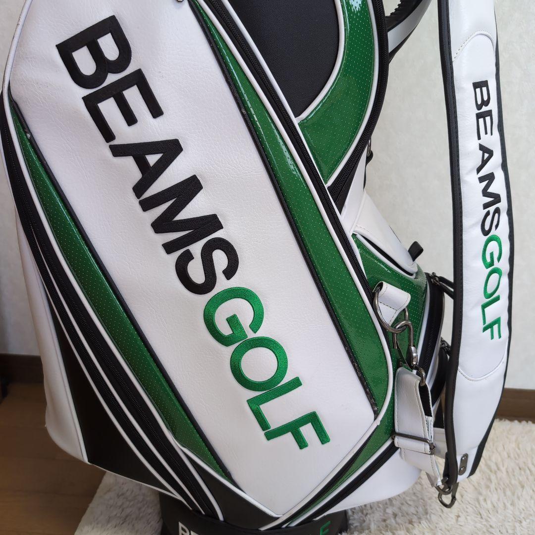 BEAMS GOLF キャディバッグ ホワイト/グリーン
