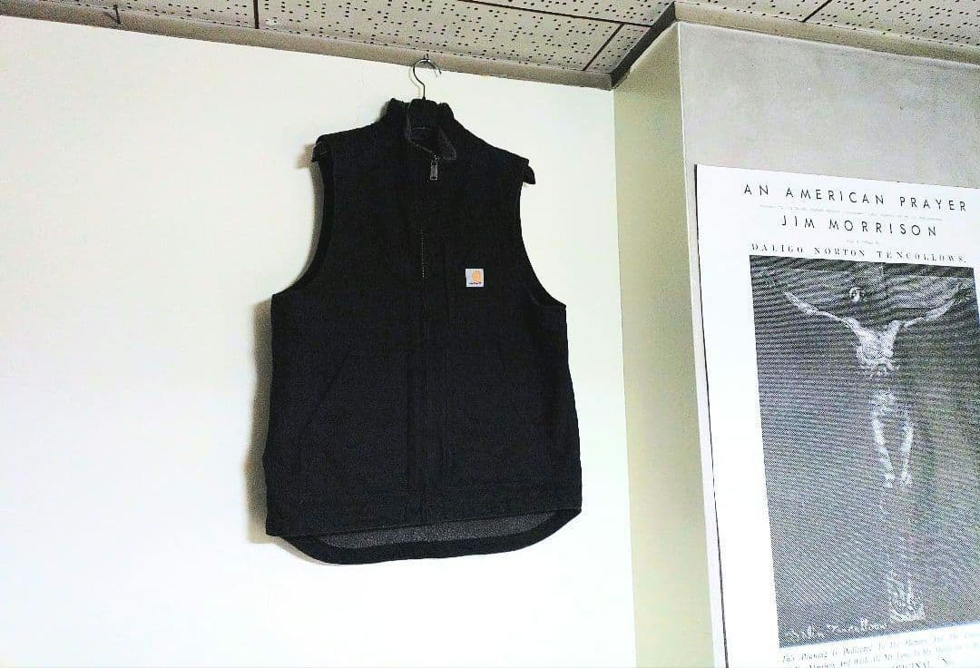 ■Carhartt ダックベスト【黒】モックネック現行✨USED美品