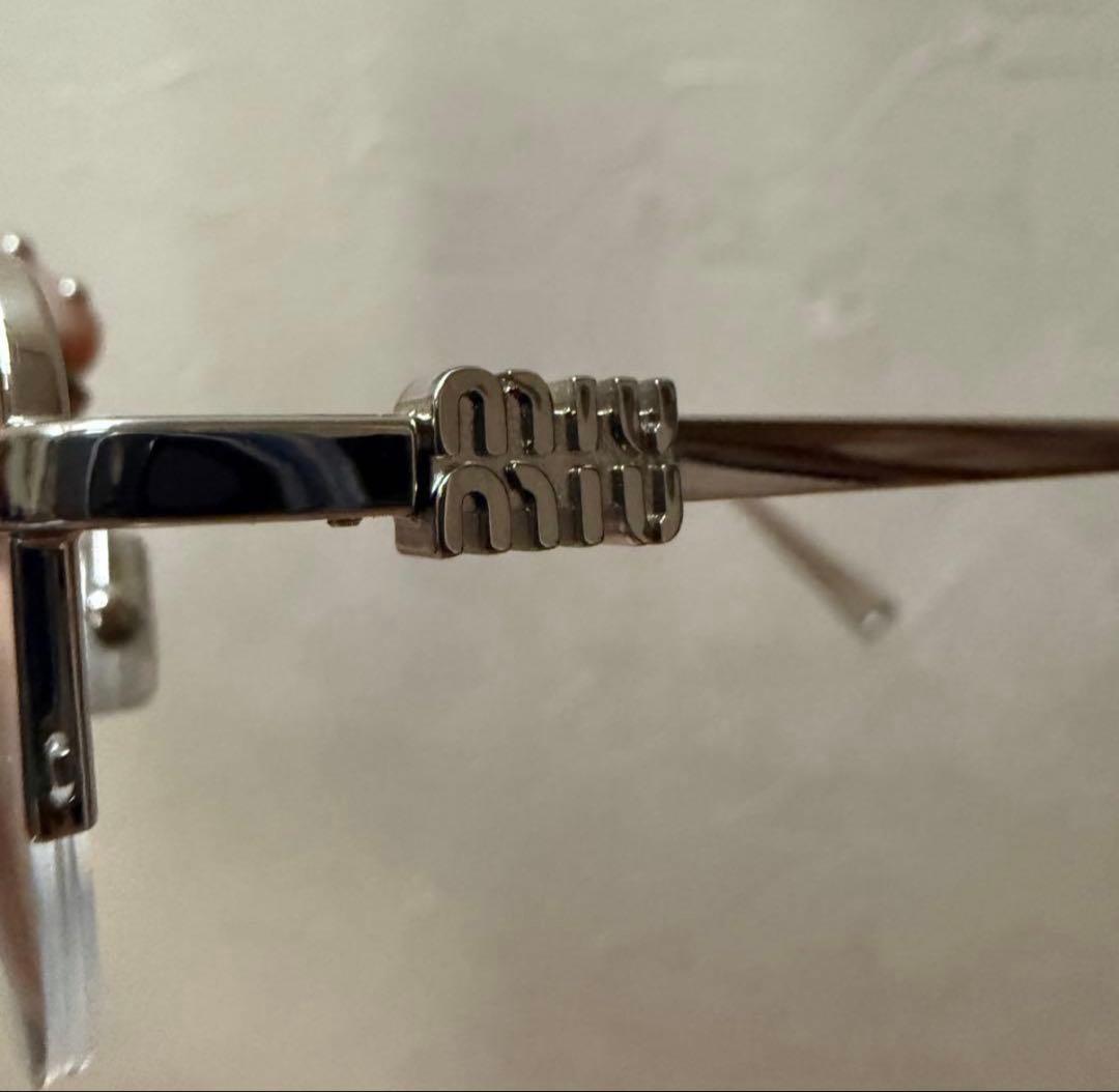 miu miu ミウミウ　シルバー メガネ　伊達メガネ　クリア　リムレス