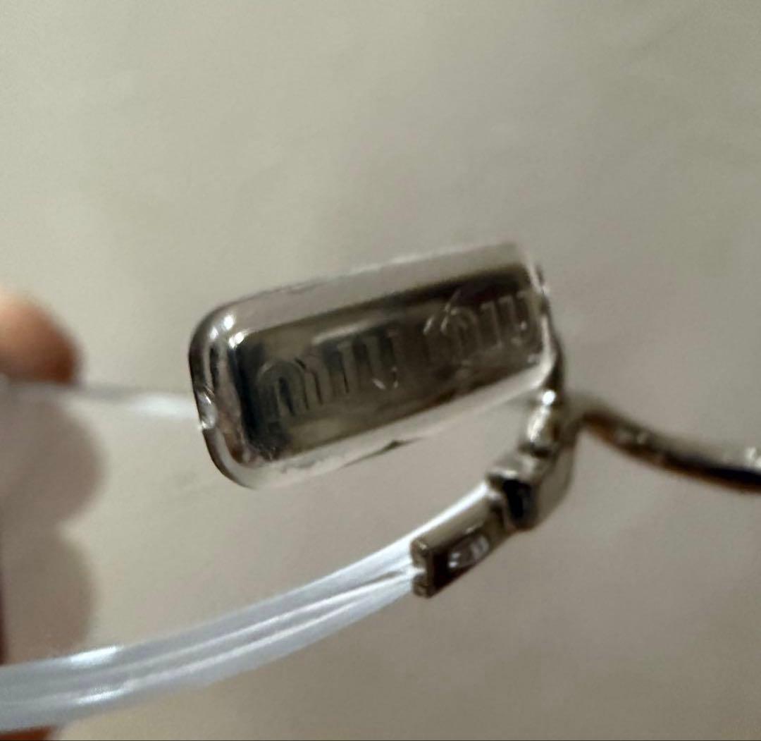 miu miu ミウミウ　シルバー メガネ　伊達メガネ　クリア　リムレス