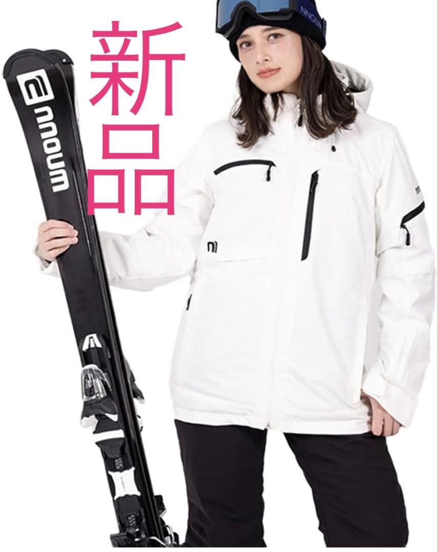 新品スキーウェア ユニセックス　上下セット ホワイト/ブラック　L XL