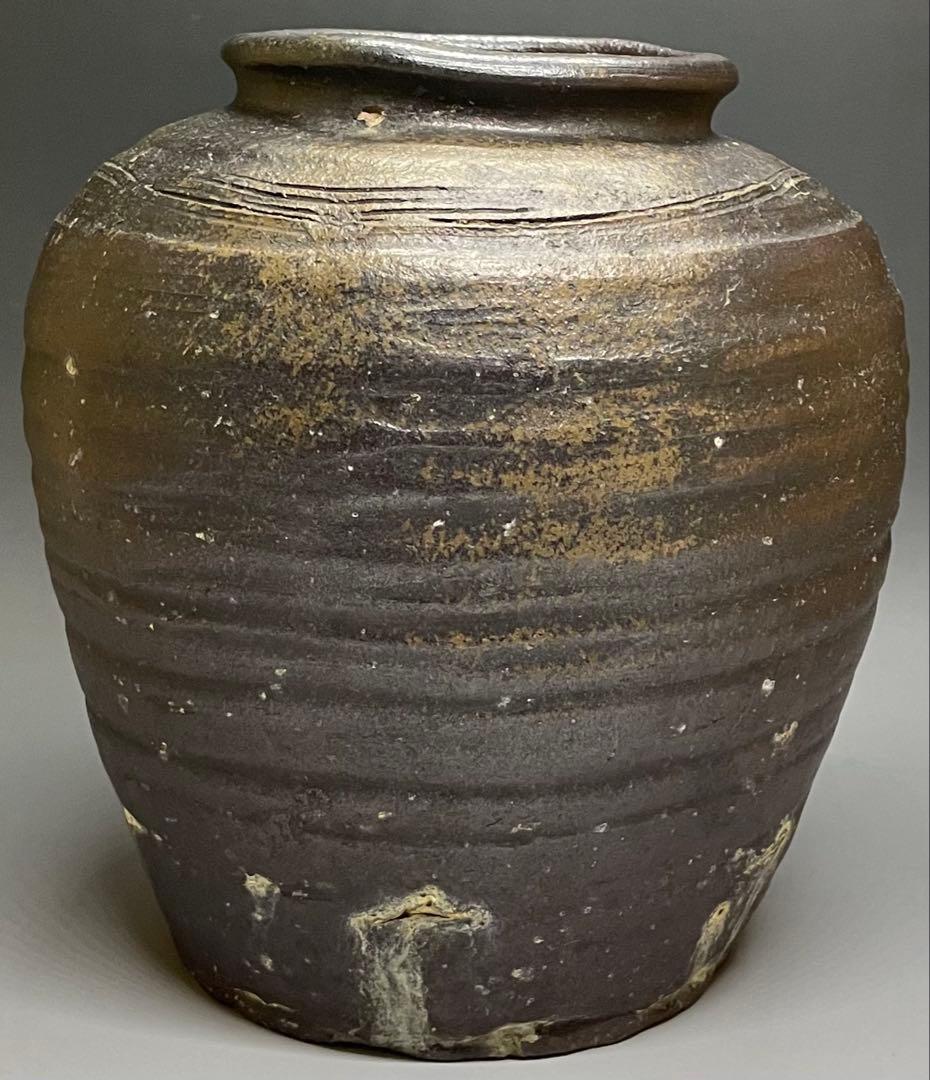 ヨシモ※プロフ必読※　古備前　室町末期　波状文壺　窯印有　w25w