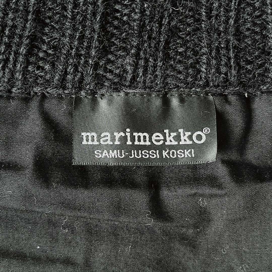 【美品】マリメッコ ウール100％ アランニットカーディガン黒フィッシャーマン黒