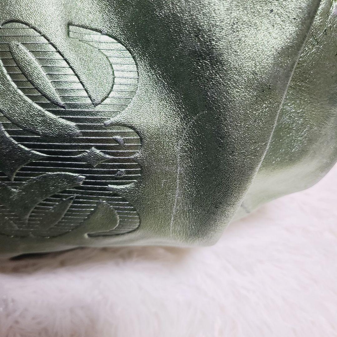 ロエベ　ハンドバッグ　ナッパアイレ　アナグラム　グリーンゴールド　レザー