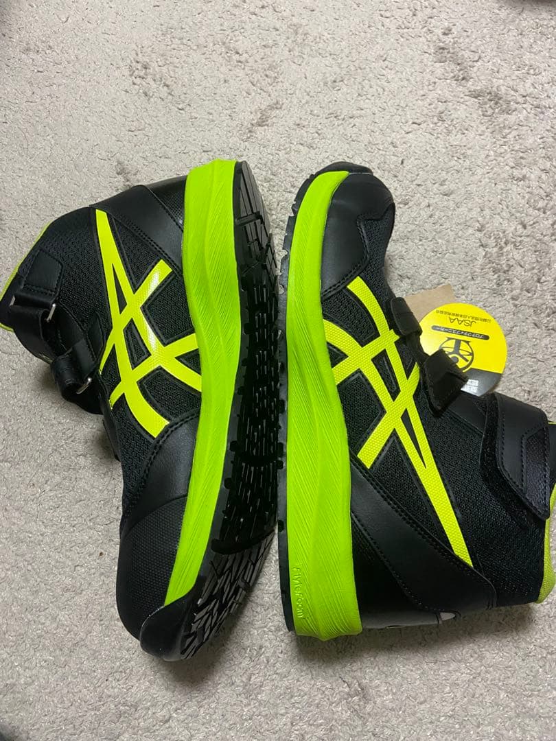 asics 安全靴 黒/黄緑 JSAA認定