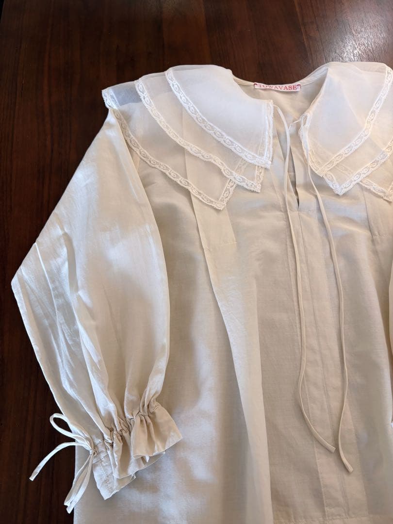 TOWAVASE シルクコットン 3重衿ブラウス/ ivory