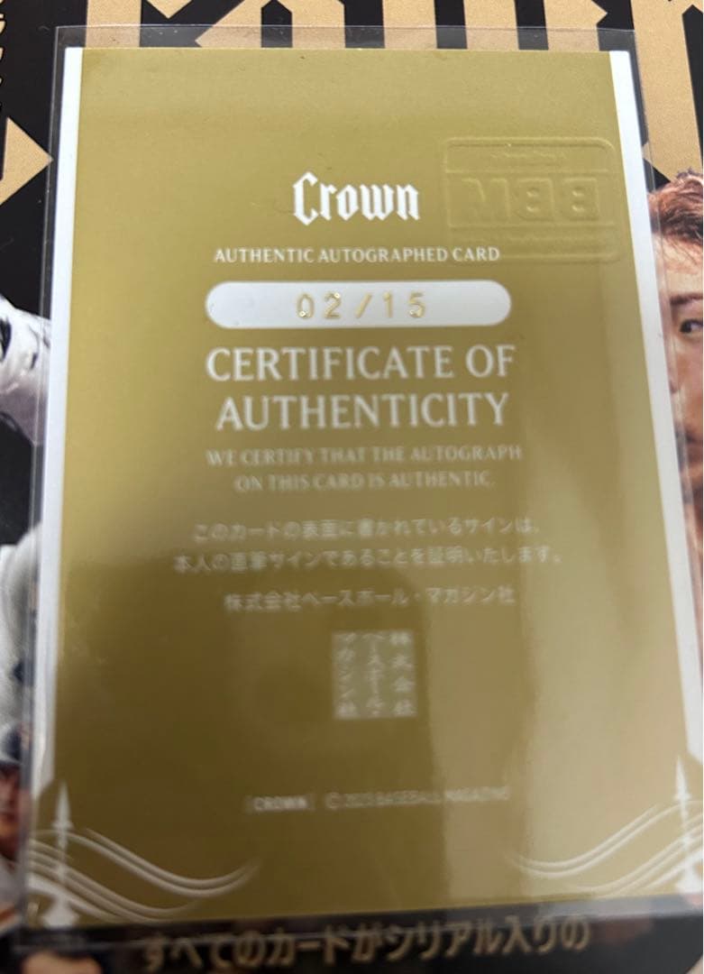 高木美帆 BBM2023 CROWN クラウン 15枚限定 縦 直筆サインカード