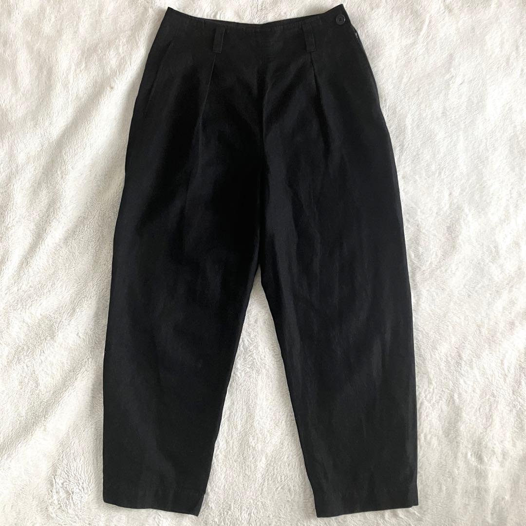 マーガレットハウエル 23SS コットンリネンツイル パンツ 1 ブラック