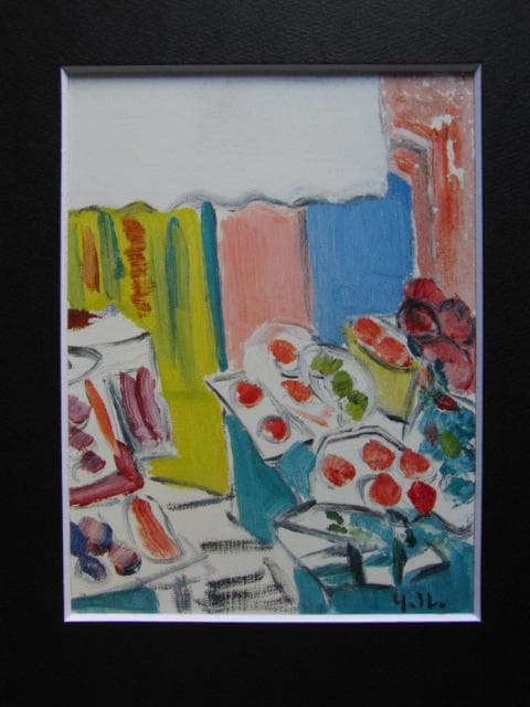 野口弥太郎、【店先】、希少な画集より、状態良好、新品高級額装付