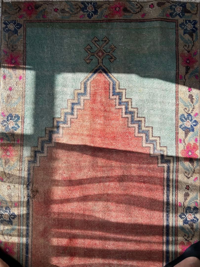 124×80 ミフラーブ　トルコ　ヴィンテージラグ　トルコラグ　ペールカラー