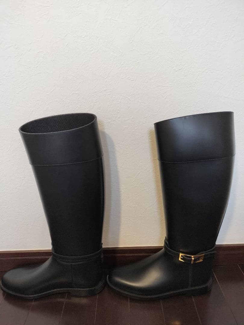 sergio rossi ブラック ロングブーツ セルジオロッシ レインブーツ