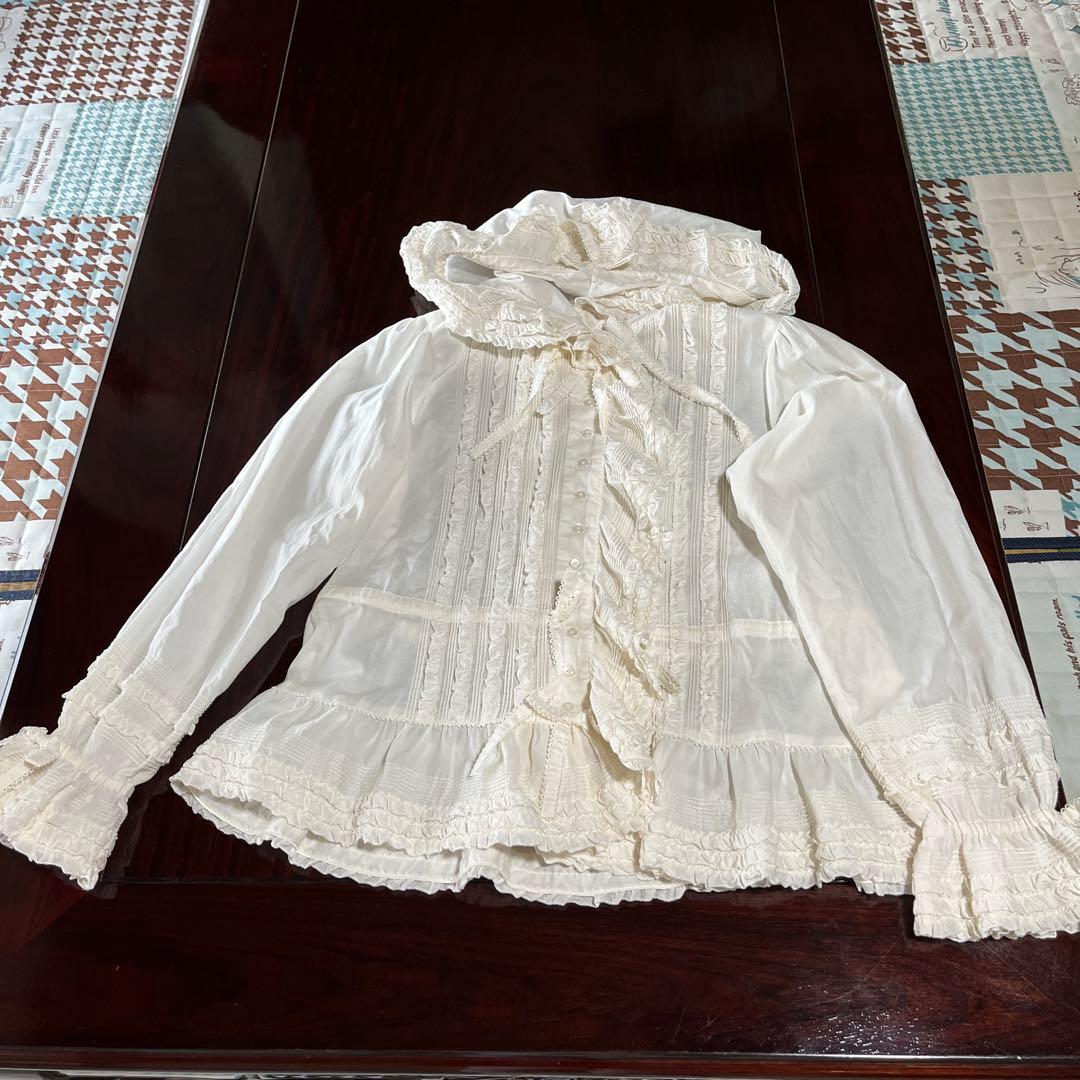 美品☆ピンクハウス☆アイボリーフード付きオーバーブラウス