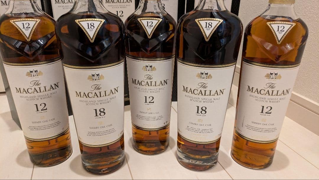 マッカラン 全部 シェリー 12年 3本、18年 2本のセット