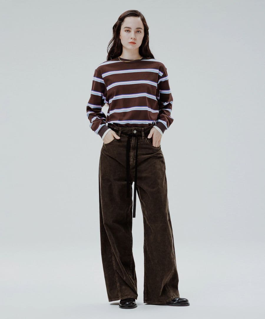 【新品】アダムエロペ　ガーメントダイコーデュロイパンツ　ブラウン