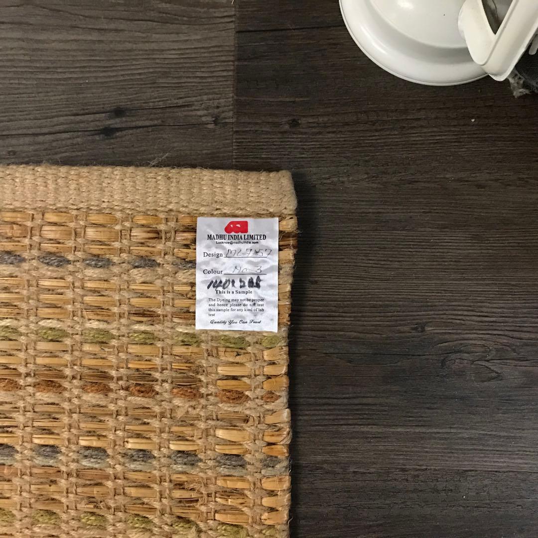 超レア 143x204cm 1.5畳 麻と水草 ラグ ラグマット 夏用 平織り