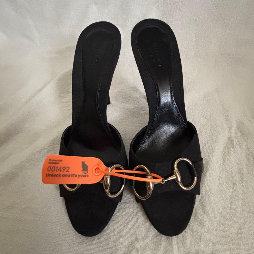 GUCCI ミュール 黒 37.5 24.5相当　グッチ サンダル ホースビット