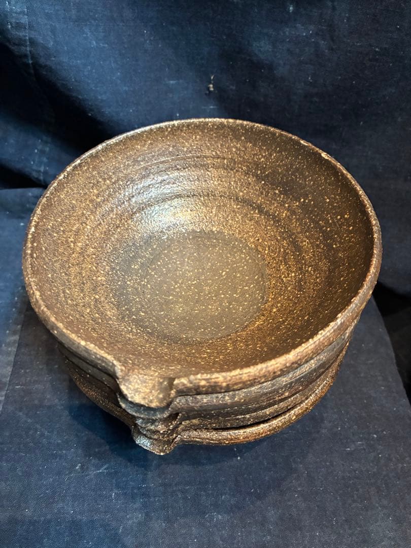 岩谷窯　山本教行　片口小鉢　5客　傷無　直径14.4センチ　民藝　吉田璋也に師事