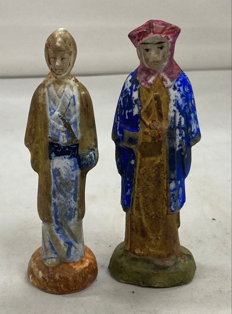 B427b「陶磁器人形 6体」戦前　レトロ　ヴィンテージ　男子　女子