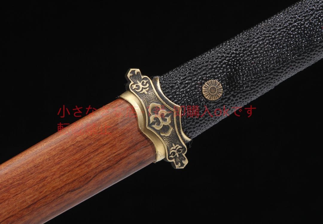 素装純銅魚皮柄唐横刀酸枝木金 古兵器 武具 刀装具 日本刀 模造刀 居合刀